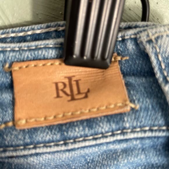 Ralph Lauren Blue Straight Cropped Embroidered Hem Denim Jeans Women's Size 6 - Picture 4 of 13